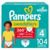Picture of Pampers Diapers - Swaddlers 360 - Size 4, 104 Count, for up to 100% Leakproof Premium Skin Protection