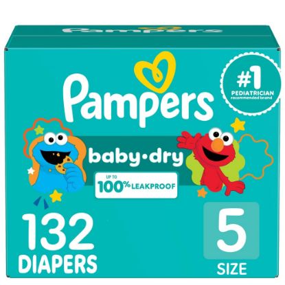 Picture of Pampers Diapers - Baby Dry - Size 5, 132 Count, Absorbent Disposable Infant Diaper (Packaging May Vary)