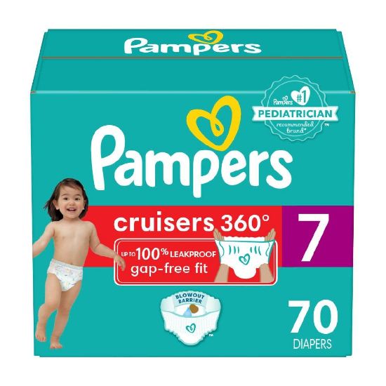 Picture of Pampers Diapers - Cruisers 360 - Size 7, 70 Count, Babyproof up to 100% Leakproof Pull-On Diaper