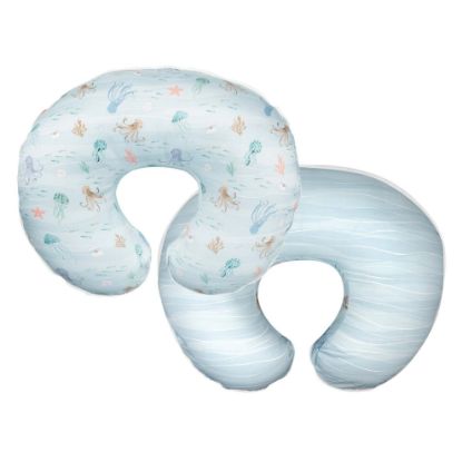 Picture of Boppy Original Nursing Pillow, Blue Ocean, Ergonomic Nursing Essentials for Bottle and Breastfeeding, Firm Fiber Fill, with Removable Pillow Cover, Machine Washable