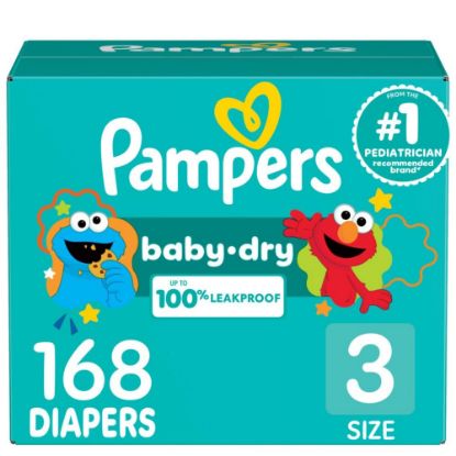 Picture of Pampers Diapers - Baby Dry - Size 3, 168 Count, Absorbent Disposable Infant Diaper (Packaging May Vary)