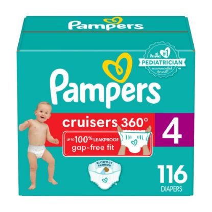 Picture of Pampers Diapers - Cruisers 360 - Size 4, 116 Count, Babyproof up to 100% Leakproof Pull-On Diaper