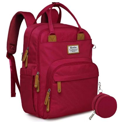 Picture of RUVALINO Diaper Bag Backpack, Multifunction Travel Pack Maternity Baby Changing Bags, Large Capacity, Waterproof, Purplish Red