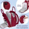Picture of RUVALINO Diaper Bag Backpack, Multifunction Travel Pack Maternity Baby Changing Bags, Large Capacity, Waterproof, Purplish Red