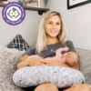 Picture of Boppy Original Nursing Pillow, Gray Taupe Leaves, Ergonomic Nursing Essentials for Bottle and Breastfeeding, Firm Fiber Fill, with Removable Pillow Cover, Machine Washable