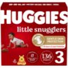 Picture of Huggies Size 3 Diapers, Little Snugglers Baby Diapers, Size 3 (16-28 lbs), 136 Count
