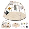 Picture of Blissful Diary Baby Play Gym Mat, Tummy Time Activity Mat with 6 Detachable Toys for Stage-Based Sensory & Motor Skill Development, Easy to Install & Clean, Baby Essentials Gift, Sandy Beige