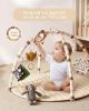 Picture of Blissful Diary Baby Play Gym Mat, Tummy Time Activity Mat with 6 Detachable Toys for Stage-Based Sensory & Motor Skill Development, Easy to Install & Clean, Baby Essentials Gift, Sandy Beige