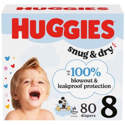 Picture of Huggies Size 8 Diapers, Snug & Dry Baby Diapers, Size 8 (46+ lbs), 80 Count, Packaging May Vary