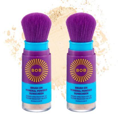 Picture of BOB KIDS SPF 30 Brush On Mineral Powder Sunscreen, Broad Spectrum Protection, Water Resistant 80 Mins, Fragrance Free, Easy to Apply for Kids & Babies, Mfg in USA, 2-Pack