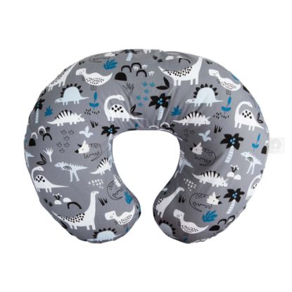 Picture of Boppy Original Nursing Pillow, Gray Dinosaurs, Ergonomic Nursing Essentials for Bottle and Breastfeeding, Firm Fiber Fill, with Removable Pillow Cover, Machine Washable