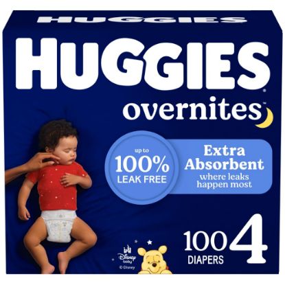 Picture of Huggies Size 4 Overnites Baby Diapers: Overnight Diapers, Size 4 (22-37 lbs), 100 Ct, Packaging May Vary