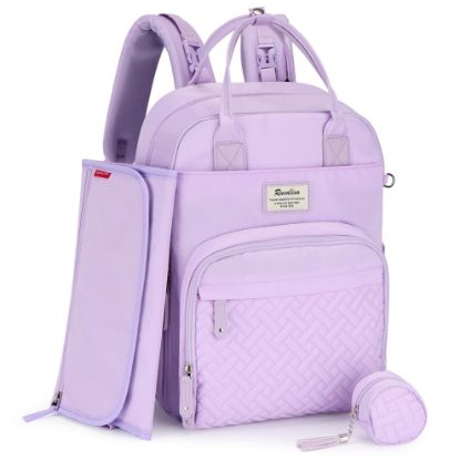 Picture of RUVALINO Diaper Bag Backpack, Multifunction Travel Pack Maternity Baby Changing Bags, Large Capacity, Waterproof, Purple