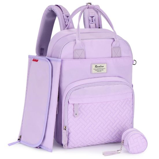 Picture of RUVALINO Diaper Bag Backpack, Multifunction Travel Pack Maternity Baby Changing Bags, Large Capacity, Waterproof, Purple