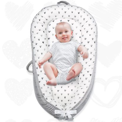 Picture of Baby Lounger for Newborn Cover - Newborn Lounger for 0-12 Months, Breathable & Portable Infant Lounger - Adjustable Cotton Soft Baby Floor Seat for Travel, Newborn Essentials -Love…