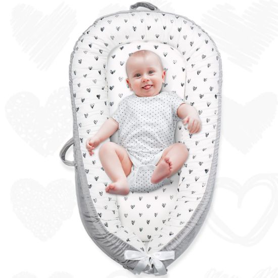 Picture of Baby Lounger for Newborn Cover - Newborn Lounger for 0-12 Months, Breathable & Portable Infant Lounger - Adjustable Cotton Soft Baby Floor Seat for Travel, Newborn Essentials -Love…