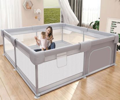 Picture of Hiaksedt Baby Playpen 50x50 Inch, Play Pens for Babies and Toddlers Baby Fence Baby Play Yards for Indoor & Outdoor with Breathable Mesh Anti-Fall Playpen