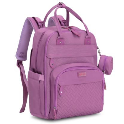 Picture of BabbleRoo Diaper Bag Backpack - Baby Essentials Travel Tote - Multi function Waterproof Diaper Bag, Travel Essentials Baby Bag with Changing Pad, Stroller Straps & Pacifier Case - Unisex, Purple
