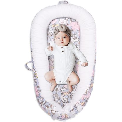 Picture of Baby Lounger for Newborn Cover - Newborn Lounger for 0-12 Months, Breathable & Portable Infant Lounger - Adjustable Cotton Soft Baby Floor Seat for Travel, Newborn Essentials -Sheep Monkey…