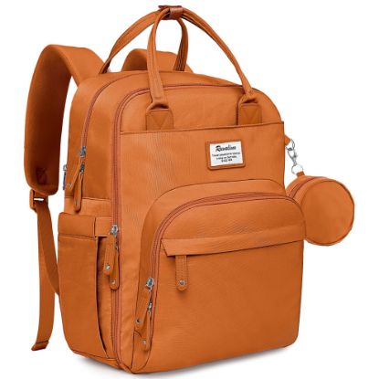Picture of RUVALINO Diaper Bag Backpack, Multifunction Travel Pack Maternity Baby Changing Bags, Large Capacity, Waterproof, Maple Orange