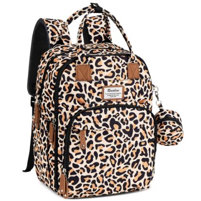 Picture of RUVALINO Diaper Bag Backpack, Multifunction Travel Back Pack Maternity Baby Changing Bags, Large Capacity, Waterproof, Yellow Leopard