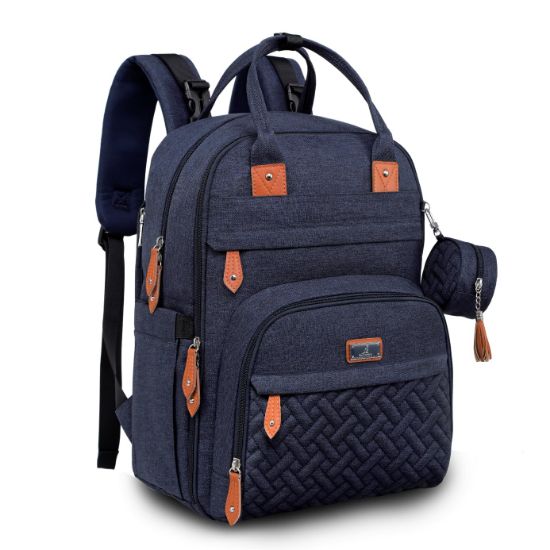 Picture of BabbleRoo Diaper Bag Backpack - Baby Essentials Travel Tote - Multi Function Waterproof Diaper Bag, Travel Essentials Baby Bag with Changing Pad, Stroller Straps & Pacifier Case - Unisex, Navy Blue