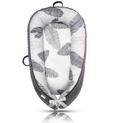 Picture of Mamibaby Baby Lounger Cover- Ultra Soft 100% Cotton & Nest Pillow Cover for 0-24 Months, Portable Adjustable Infant Cover Floor Seat for Travel, Organic Co-Sleeper Baby Snuggle (Leaves)