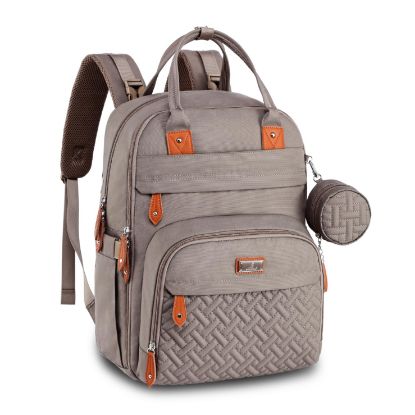 Picture of BabbleRoo Diaper Bag Backpack - Baby Essentials Travel Tote - Multi function Waterproof Diaper Bag, Travel Essentials Baby Bag with Changing Pad, Stroller Straps & Pacifier Case - Unisex, Khaki