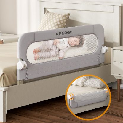 Picture of UPGOGO Folding Bed Rail for Toddlers,Baby Bed Rail Guard with Reinforced Anchor Safety System,Fit Bunk,Full Size,Queen,King,Twin(Grey,43"x23.6")
