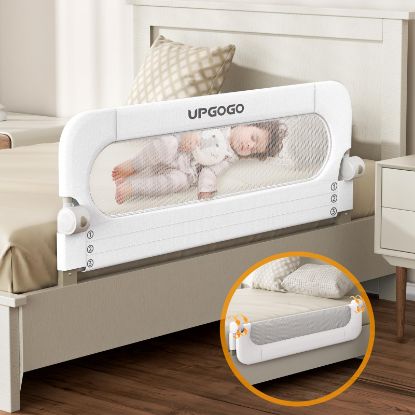 Picture of UPGOGO Folding Bed Rail for Toddlers,Baby Bed Rail Guard with Reinforced Anchor Safety System,Fit Bunk,Full Size,Queen,King,Twin(White,43"x23.6")