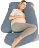 Picture of Cute Castle Cooling Cover Pregnancy Pillows, Soft U-Shape Maternity Pillow with Removable Cover - Full Body Pillows for Adults Sleeping - Pregnancy Must Haves - Jumbo 57 Inch - Grey