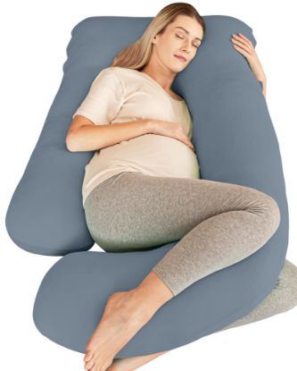 Picture of Cute Castle Cooling Cover Pregnancy Pillows, Soft U-Shape Maternity Pillow with Removable Cover - Full Body Pillows for Adults Sleeping - Pregnancy Must Haves - Jumbo 57 Inch - Grey