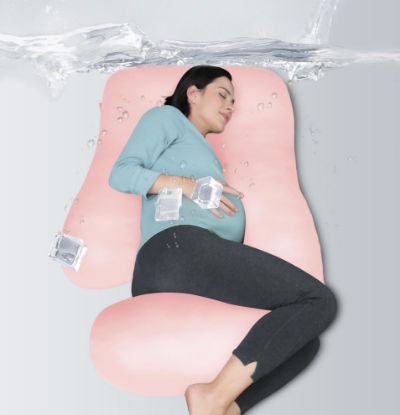 Picture of MOON PARK Pregnancy Pillows for Sleeping - U Shaped Full Body Maternity Pillow with Removable Cover - Support for Back, Legs, Belly, HIPS - 57 Inch - Pink - Cooling Cover