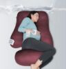 Picture of MOON PARK Pregnancy Pillows for Sleeping - U Shaped Full Body Maternity Pillow with Removable Cover - Support for Back, Legs, Belly, HIPS - 57 Inch - Burgundy - Cooling Cover