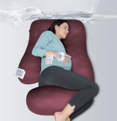 Picture of MOON PARK Pregnancy Pillows for Sleeping - U Shaped Full Body Maternity Pillow with Removable Cover - Support for Back, Legs, Belly, HIPS - 57 Inch - Burgundy - Cooling Cover