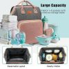 Picture of DEBUG Baby Diaper Bag Backpack with Changing Station for Girl, Baby Registry Search Shower Gifts Baby Stuff Newborn Essentials Unisex Mom Pink Grey Large 3 in 1 Diaper Bag Bassinet Travel Waterproof