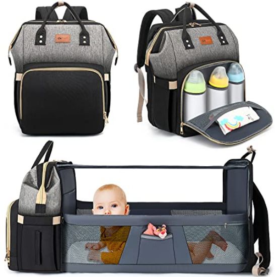 Picture of DEBUG Baby Diaper Bag Backpack with Changing Station for Boy Girl, Baby Registry Search Must Haves Shower Gifts Baby Stuff Newborn, Dad Black Large Travel Waterproof Diapers Bag with Stroller Straps