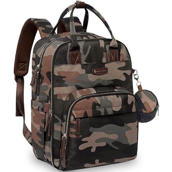 Picture of RUVALINO Diaper Bag Backpack, Multifunction Travel Pack Maternity Baby Changing Bags, Large Capacity, Waterproof, Green Camo