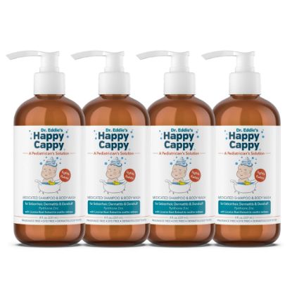 Picture of Happy Cappy Dr. Eddie’s Medicated Shampoo and Body Wash- Baby Dandruff Shampoo, Helps Cradle Cap and Seborrheic Dermatitis, Reduces Redness, Dermatologist Tested, Fragrance-Free- 8 Fl Oz (Pack of 4)