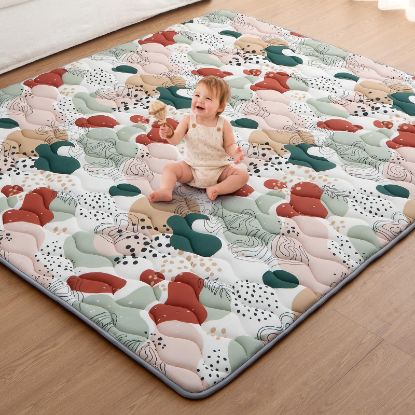Picture of Blissful Diary Baby Play Mats for Floor, 71x59 Inch Thicker Foam Playmats for Babies and Toddlers, Soft Cushioning Baby Crawling Mat, Modern Abstract