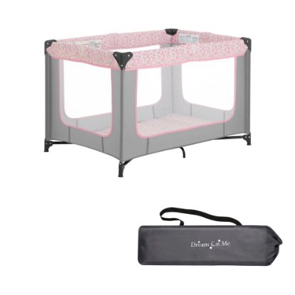 Picture of Dream On Me Zodiak Portable Playard in Grey and Pink, Lightweight, Packable and Easy Setup Baby Playard, Breathable Mesh Sides and Soft Fabric - Comes with a Removable Padded Mat