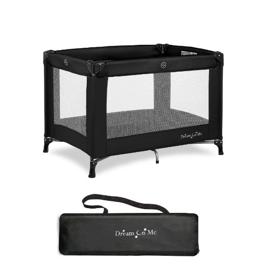 Picture of Dream On Me Nest Portable Playard in Black with Carrybag an Shoulder Strap, Lightweight, Packable and Easy Setup Baby Playard, Breathable Mesh Sides and Soft Fabric - Comes with a Removable Padded Mat
