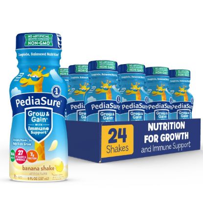 Picture of PediaSure Grow & Gain With Immune Support, Kids Protein Shake, Banana, 8-fl-oz Bottle, 24 Shakes