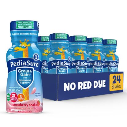 Picture of PediaSure Grow & Gain With Immune Support, Kids Protein Shake, Strawberry, 8-fl-oz Bottle, 24 Shakes
