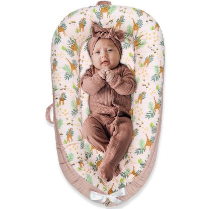 Picture of Baby Lounger for Newborn Cover - Newborn Lounger for 0-12 Months, Breathable & Portable Infant Lounger - Adjustable Cotton Soft Baby Floor Seat for Travel, Newborn Essentials - Giraffe