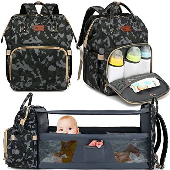 Picture of DEBUG Baby Diaper Bag Backpack with Changing Station for Boys Girl, Baby Registry Search Must Haves Shower Gifts Baby Stuff Newborn, Dad Camo Large Travel Waterproof Diapers Bag with Stroller Straps