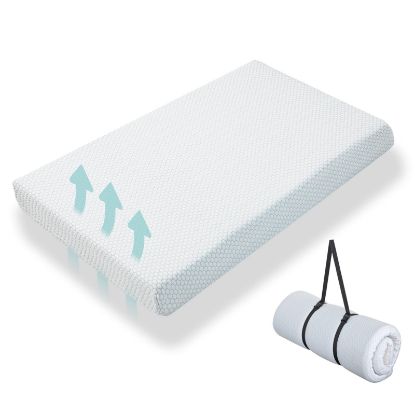 Picture of Hush Hutting Pack and Play Mattress, Portable Pack n Play Mattresses, Memory Foam Playpen Mattress with Removable Cover, Quiet and Odorless Playard Mattress with Travel Strap 38"x26"x3"