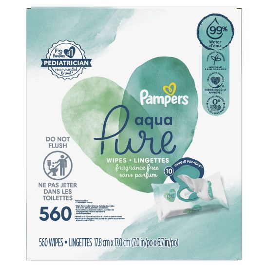 Picture of pampers aqua pure baby wipes 560 ct OLD v2