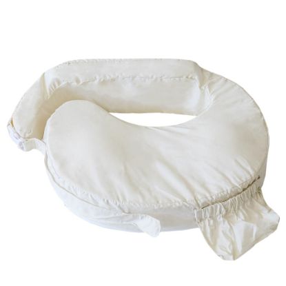Picture of My Brest Friend Deluxe Organic Nursing Pillow 100% Organic Cotton Slipcover Ergonomic Breastfeeding Pillows Supports Both Mom and Baby Breastfeeding Essentials Handy Side Pocket Cream