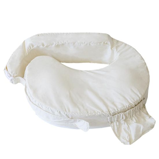 Picture of My Brest Friend Deluxe Organic Nursing Pillow 100% Organic Cotton Slipcover Ergonomic Breastfeeding Pillows Supports Both Mom and Baby Breastfeeding Essentials Handy Side Pocket Cream